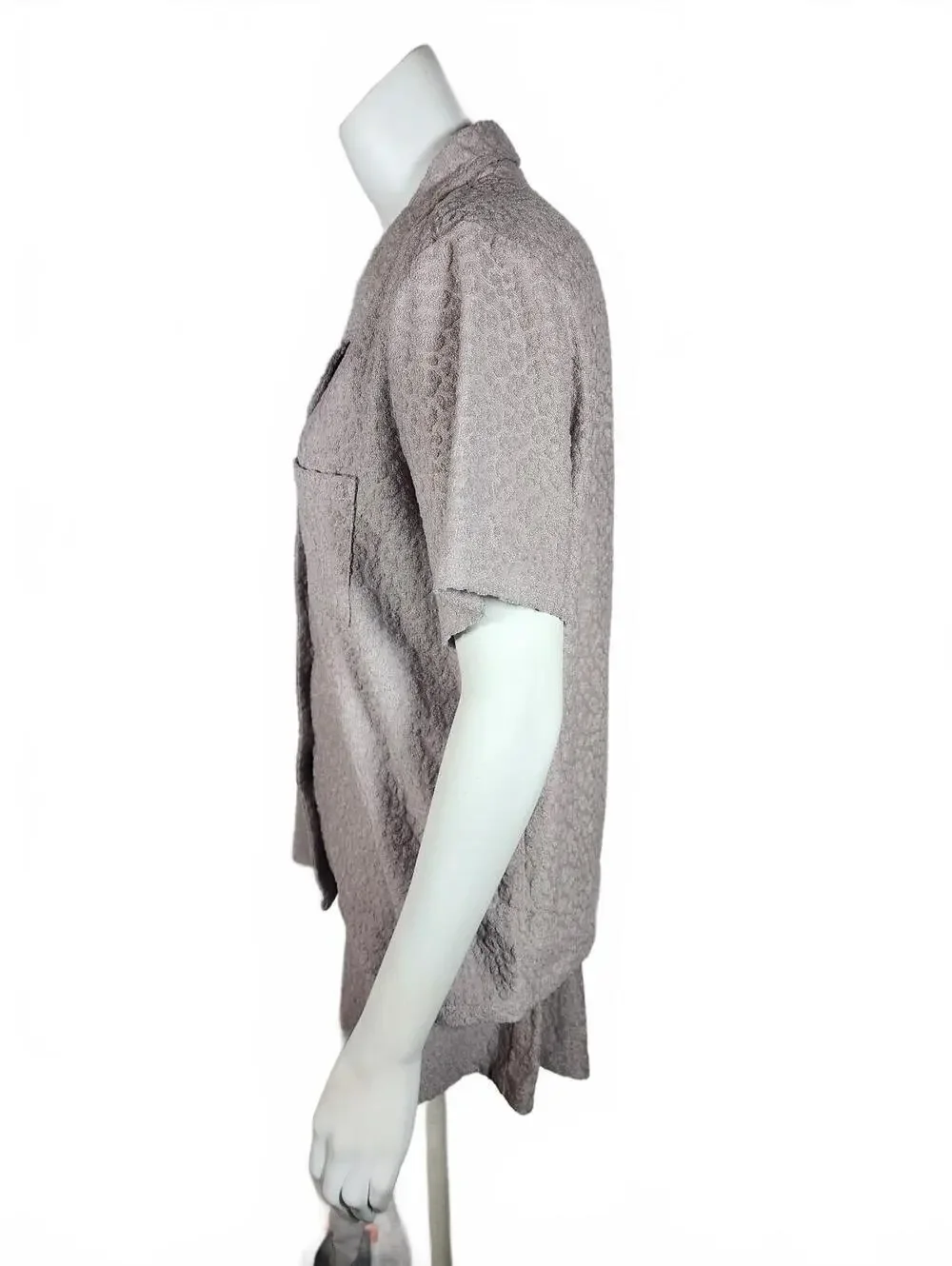 Como Sleep Women's Short Sleeve Pajama Set in Light Mauve Leopard, Size Large